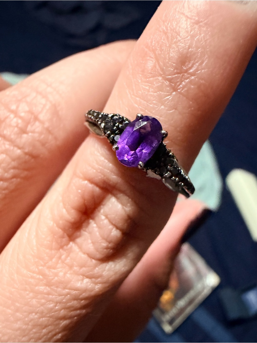 Enchanted Disney Villains Ursula Oval Amethyst and 1/4 CT. T.W. Diamond Ring